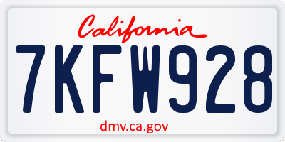 CA license plate 7KFW928