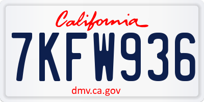 CA license plate 7KFW936
