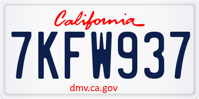 CA license plate 7KFW937