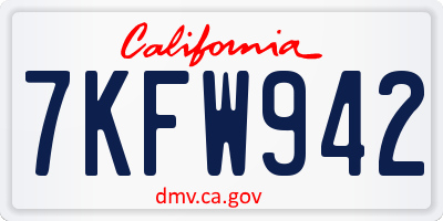 CA license plate 7KFW942