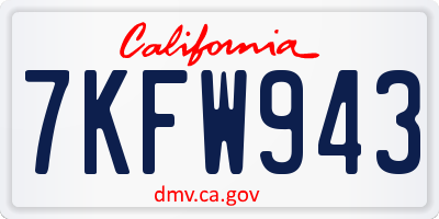 CA license plate 7KFW943