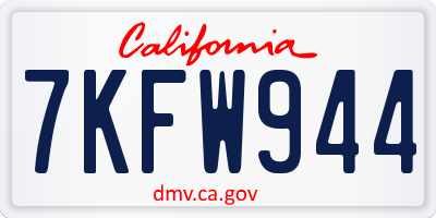 CA license plate 7KFW944