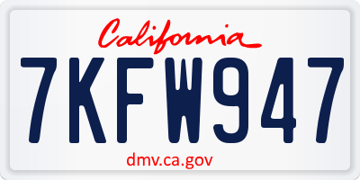 CA license plate 7KFW947