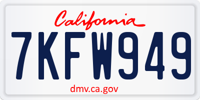 CA license plate 7KFW949