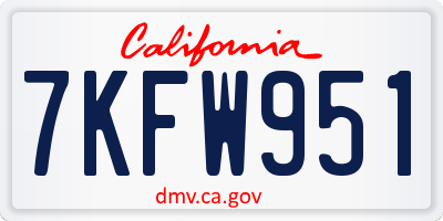 CA license plate 7KFW951