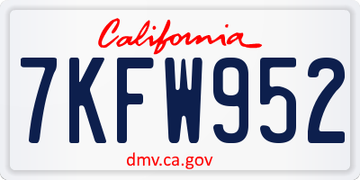 CA license plate 7KFW952
