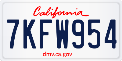 CA license plate 7KFW954