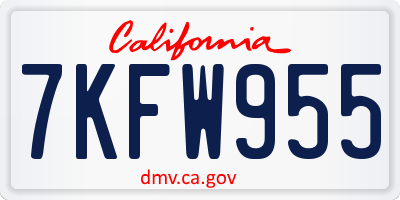 CA license plate 7KFW955