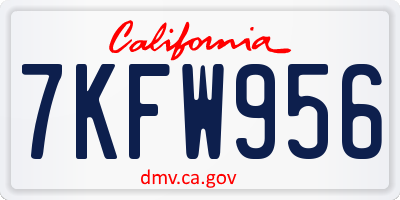 CA license plate 7KFW956