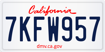 CA license plate 7KFW957