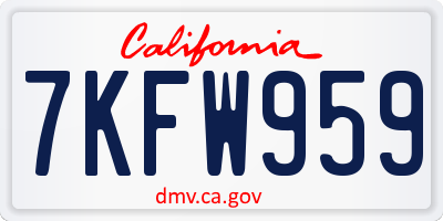 CA license plate 7KFW959