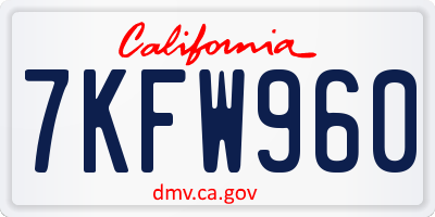 CA license plate 7KFW960