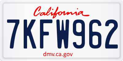 CA license plate 7KFW962