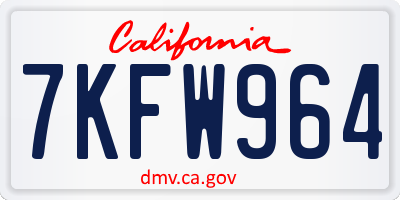 CA license plate 7KFW964