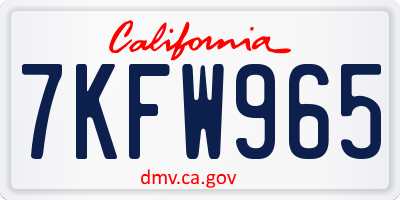CA license plate 7KFW965