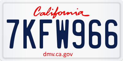 CA license plate 7KFW966