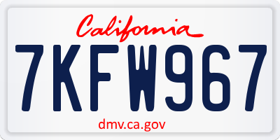 CA license plate 7KFW967