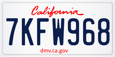 CA license plate 7KFW968