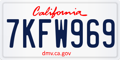CA license plate 7KFW969