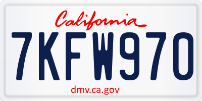 CA license plate 7KFW970