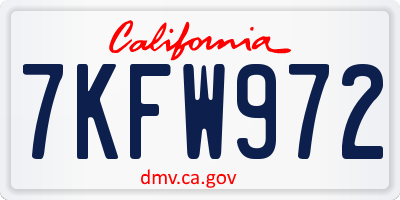 CA license plate 7KFW972