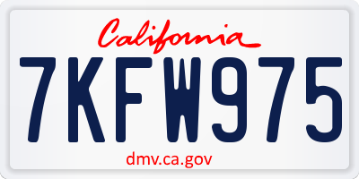 CA license plate 7KFW975