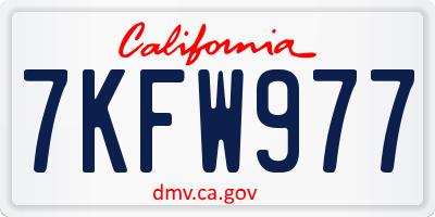 CA license plate 7KFW977