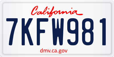 CA license plate 7KFW981