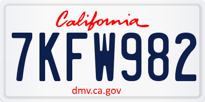 CA license plate 7KFW982