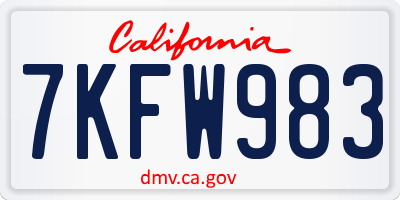 CA license plate 7KFW983