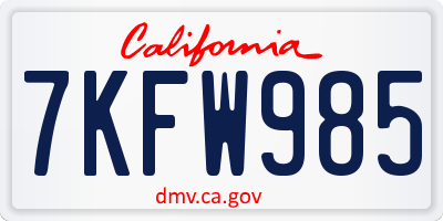 CA license plate 7KFW985