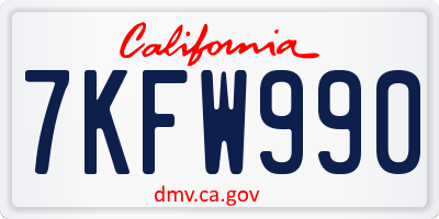 CA license plate 7KFW990