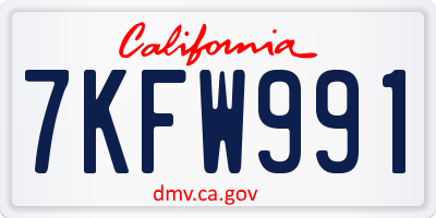 CA license plate 7KFW991