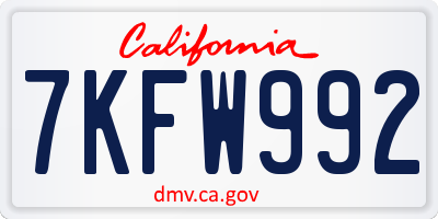 CA license plate 7KFW992