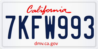 CA license plate 7KFW993