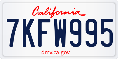 CA license plate 7KFW995