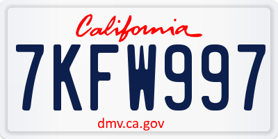 CA license plate 7KFW997