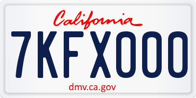 CA license plate 7KFX000
