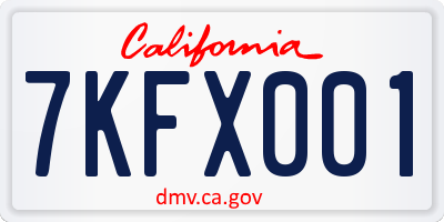CA license plate 7KFX001