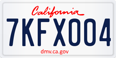 CA license plate 7KFX004