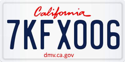 CA license plate 7KFX006