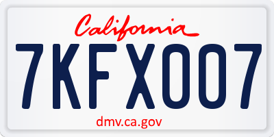 CA license plate 7KFX007