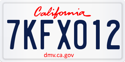 CA license plate 7KFX012