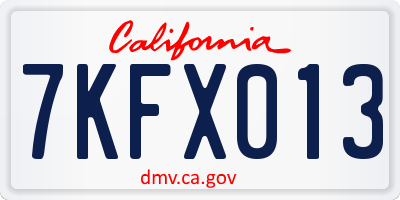 CA license plate 7KFX013