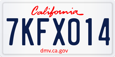CA license plate 7KFX014