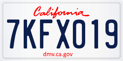 CA license plate 7KFX019