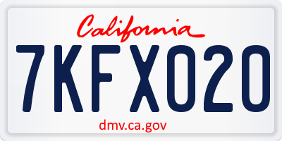 CA license plate 7KFX020