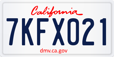 CA license plate 7KFX021