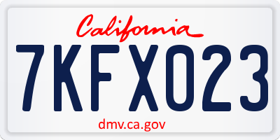 CA license plate 7KFX023
