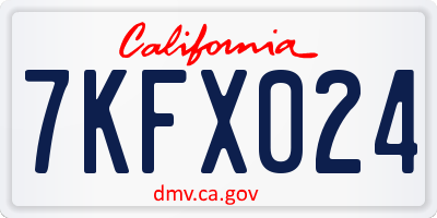 CA license plate 7KFX024